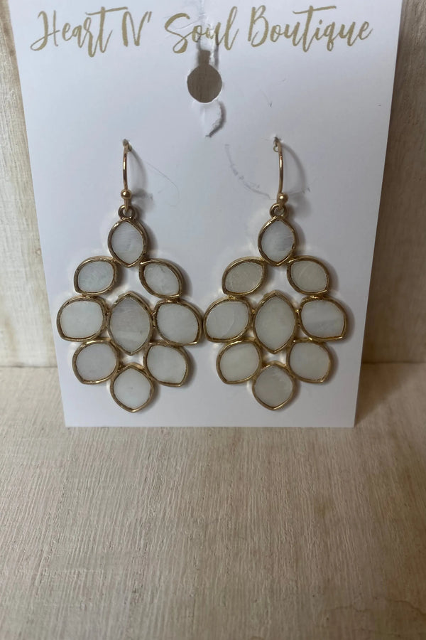 White Stone Cluster Earrings