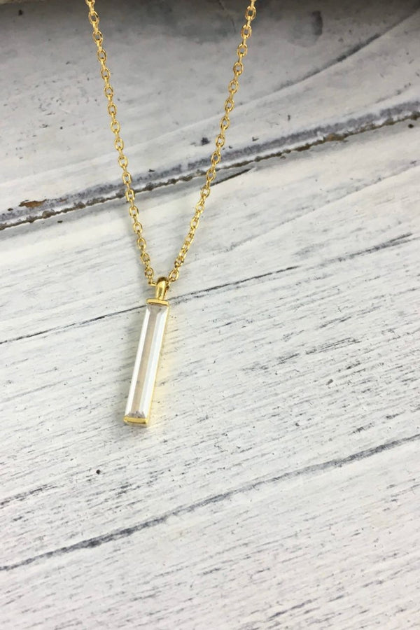 Dainty vertical stone necklace