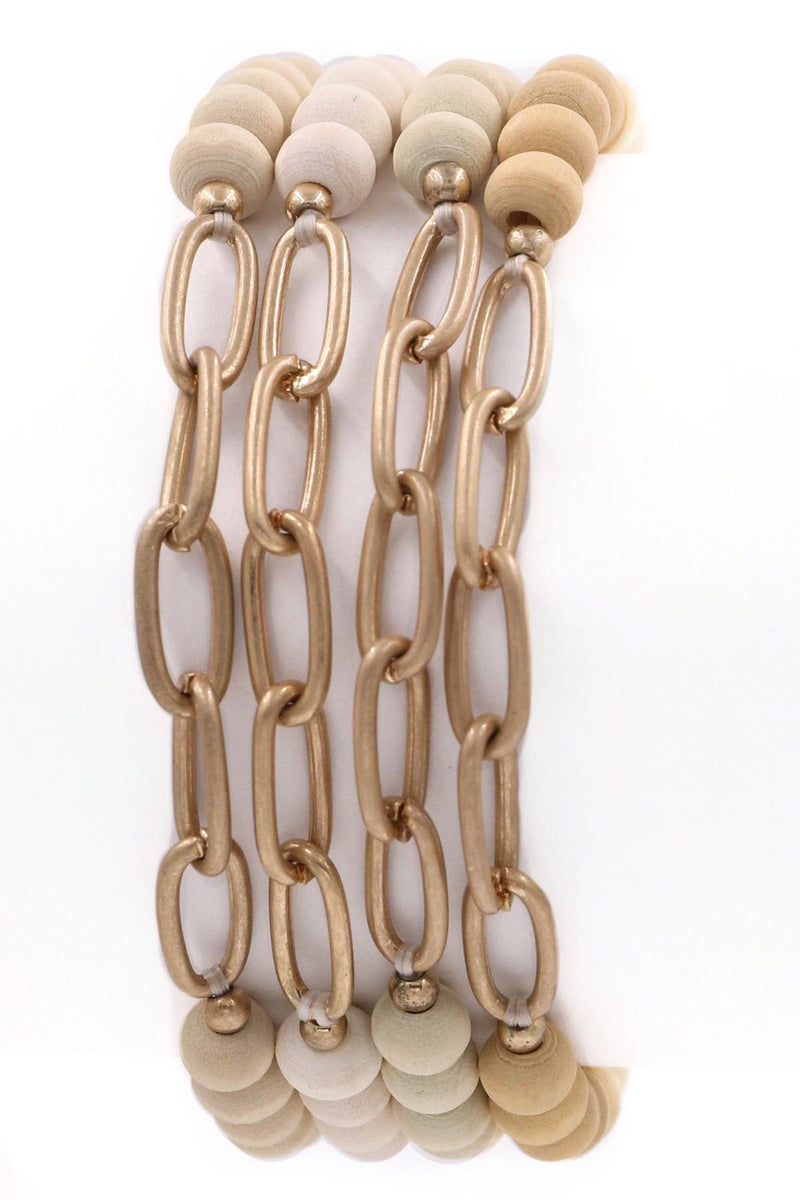 Chain & Wood Bracelet set