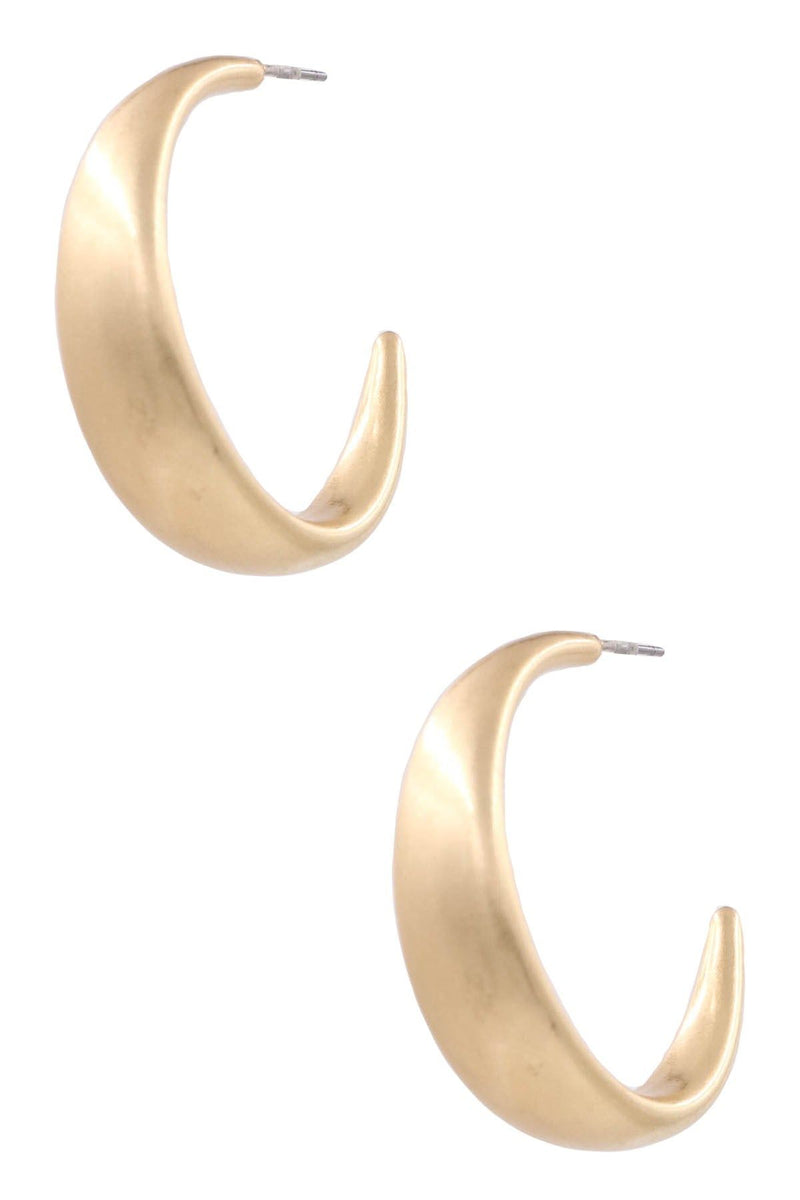 Matte Gold Crescent Earring