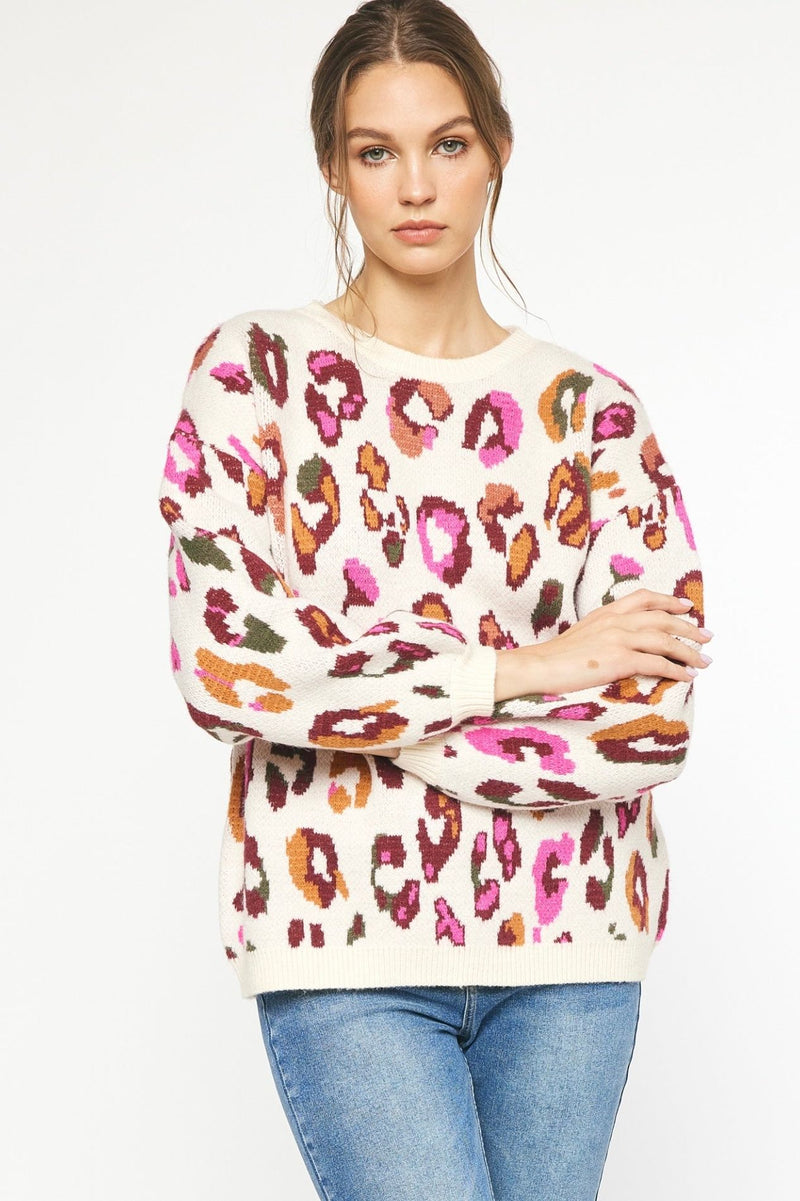 Mazi Multi Color Leopard Sweater