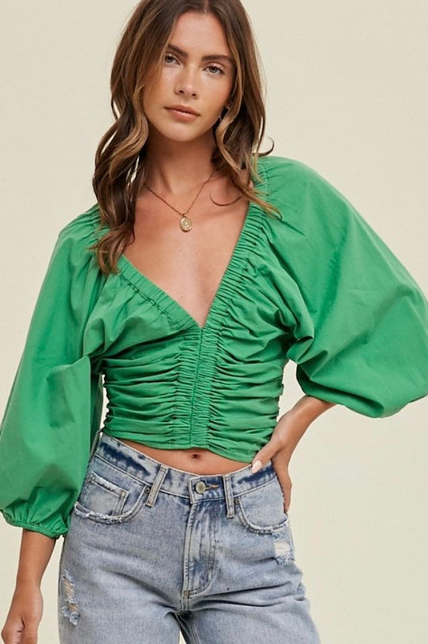 Carla Ruched Crop Blouse