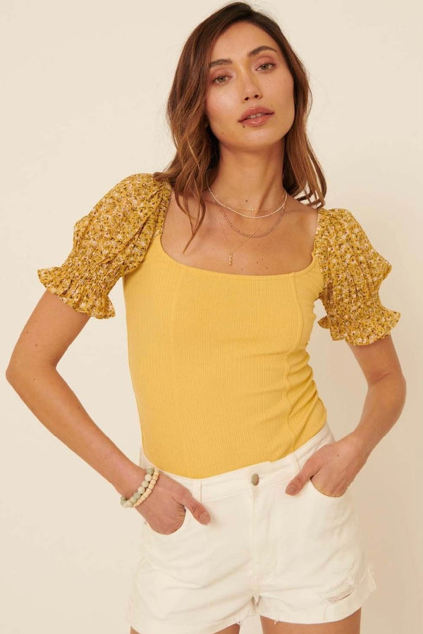 Sunshine Floral Sleeve Bodysuit