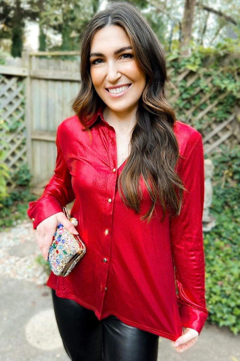 Halo Holographic Button Up