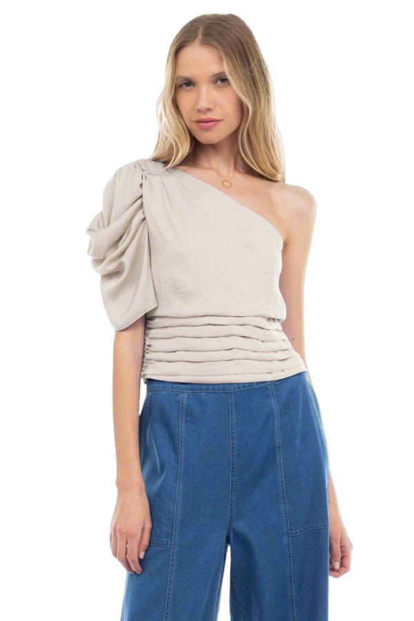 Sheri Shirred One Shoulder Top