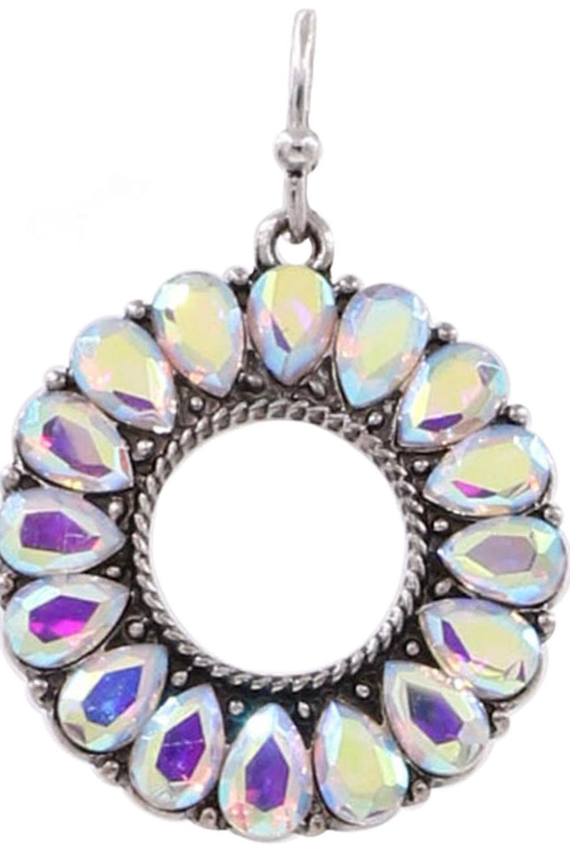 Glass Jewel Ring Drop Earrings