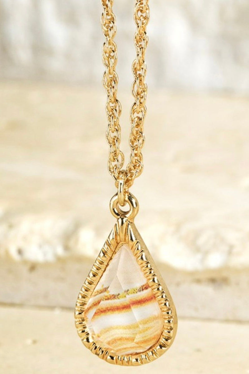 Faux Stone Pendant Necklace Set