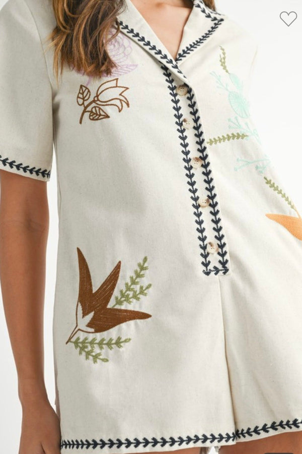 Floral Embroidered Romper