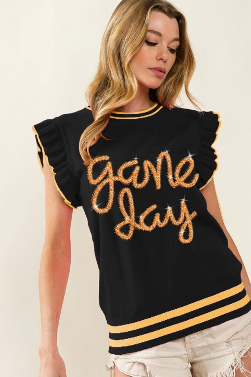 Game Day Ruffle Sleeve Sweater