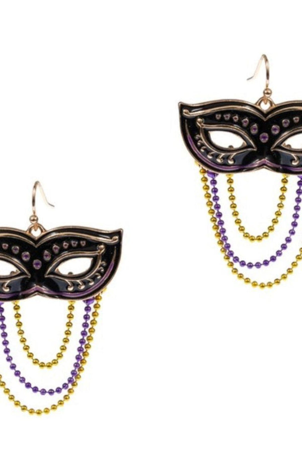 Mardi Gras Mask with chain earrings