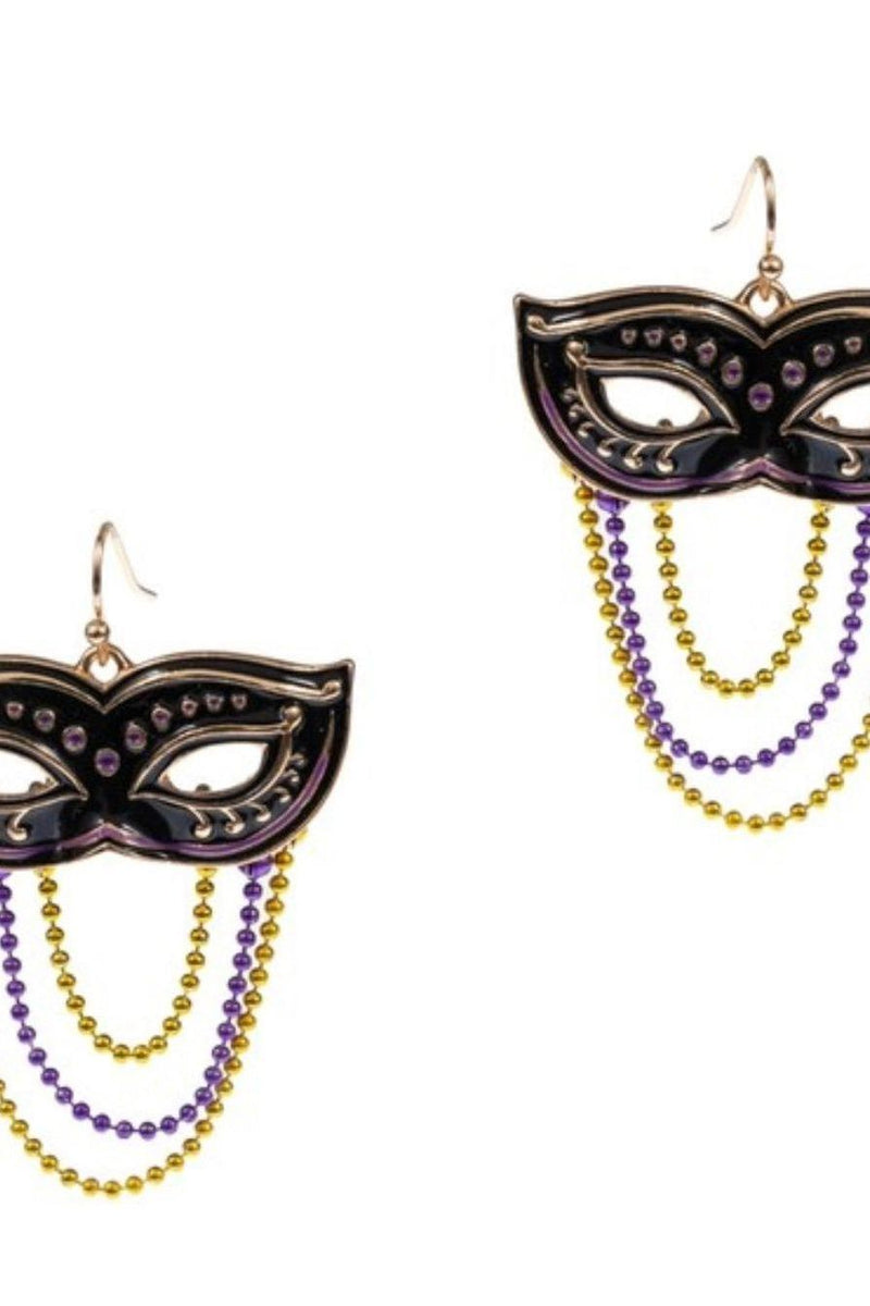 Mardi Gras Mask with chain earrings