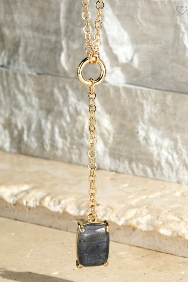 Natural Stone Link Pendant Necklace