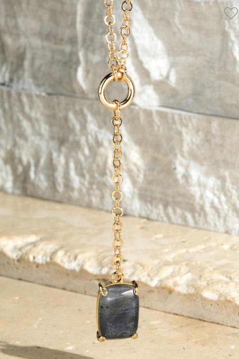 Natural Stone Link Pendant Necklace