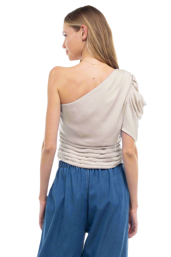Sheri Shirred One Shoulder Top