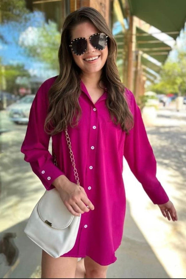 Shantell button up shirt dress