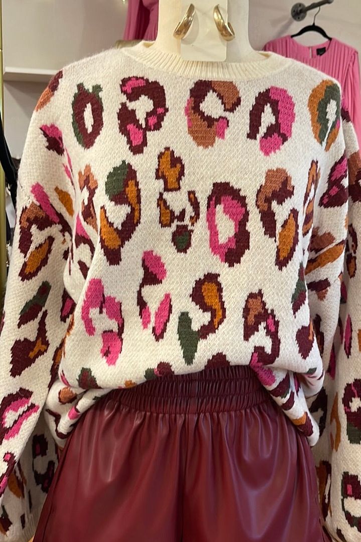 Mazi Multi Color Leopard Sweater
