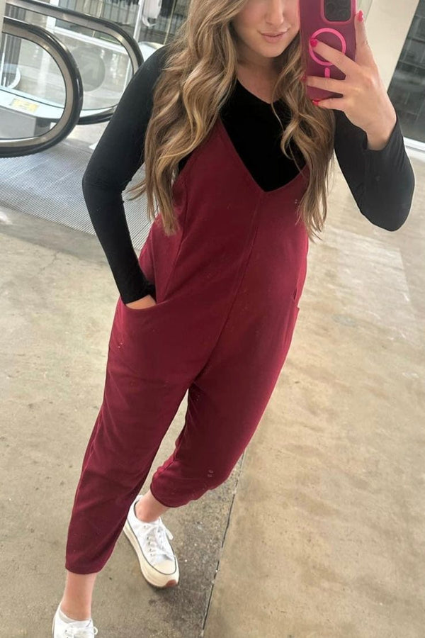 V-Neck french terry jumpsuit
