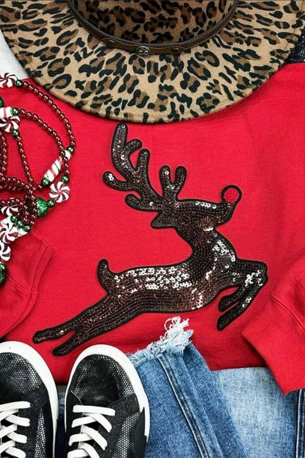 Sequin Reindeer Sweatshirt