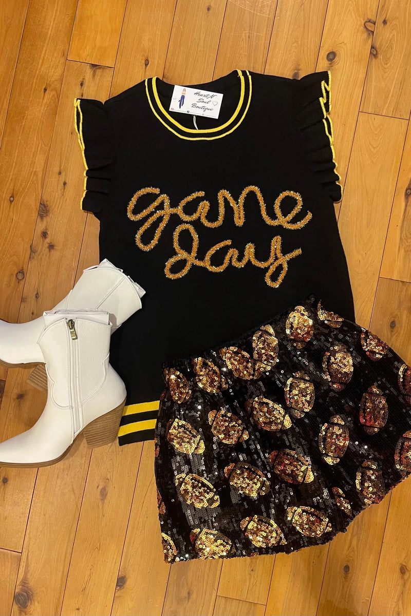 Game Day Ruffle Sleeve Sweater