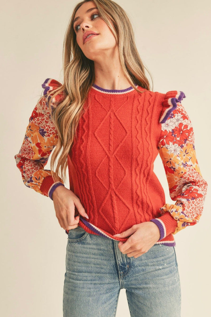 Cece Cable Knit Sweater Top