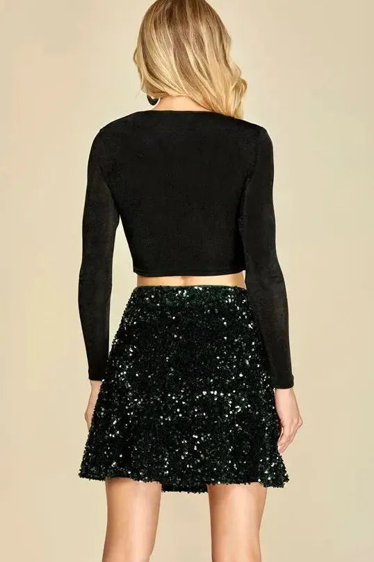 Sequin Velvet Mini Skirt