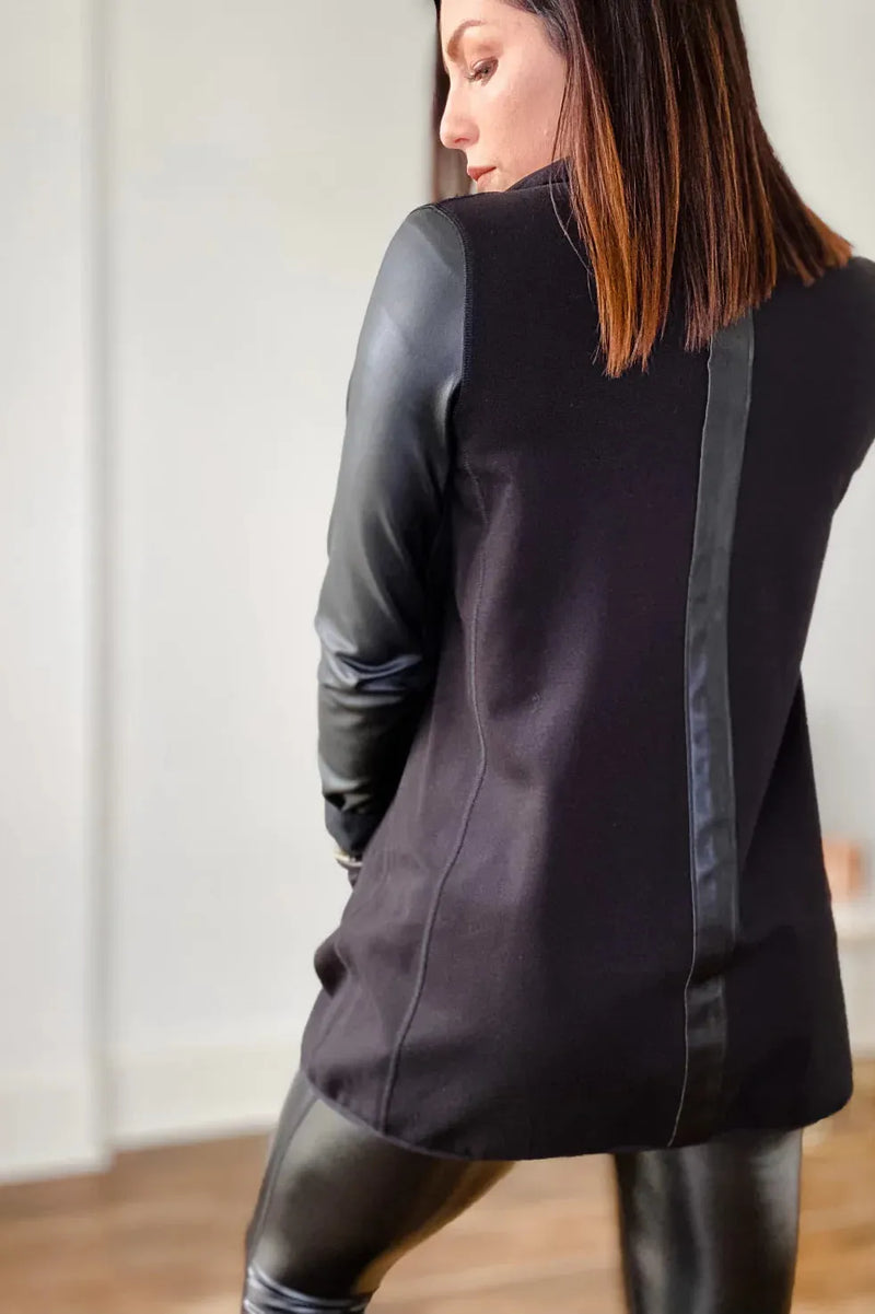 Vivienne Vegan Leather Drape Front Jacket