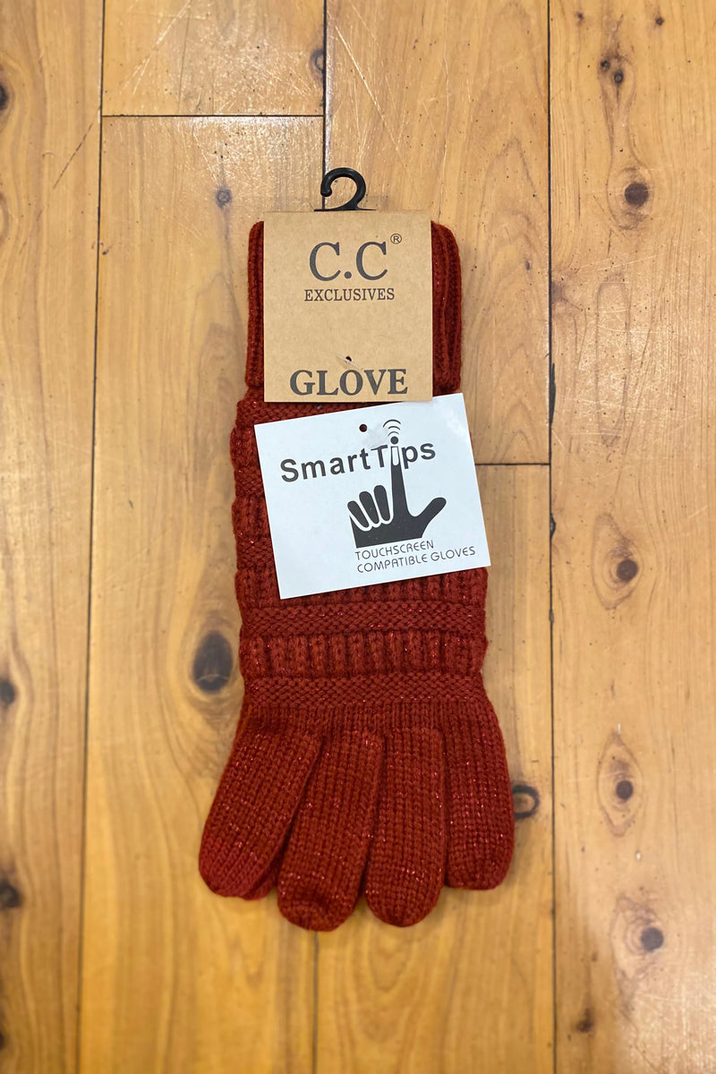 Metallic Cable Knit Gloves