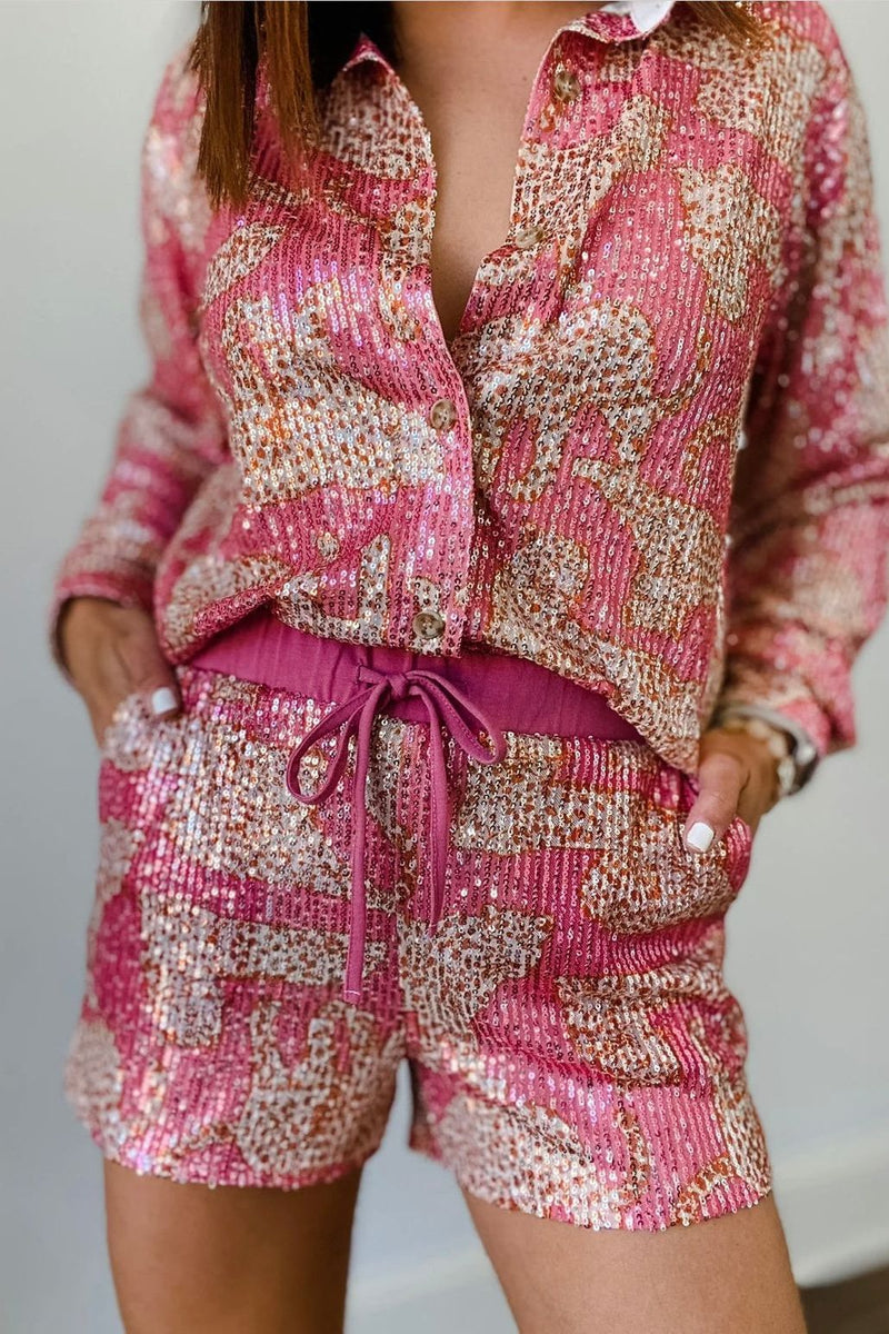 Sassy Sequin Pink Cheetah Shorts