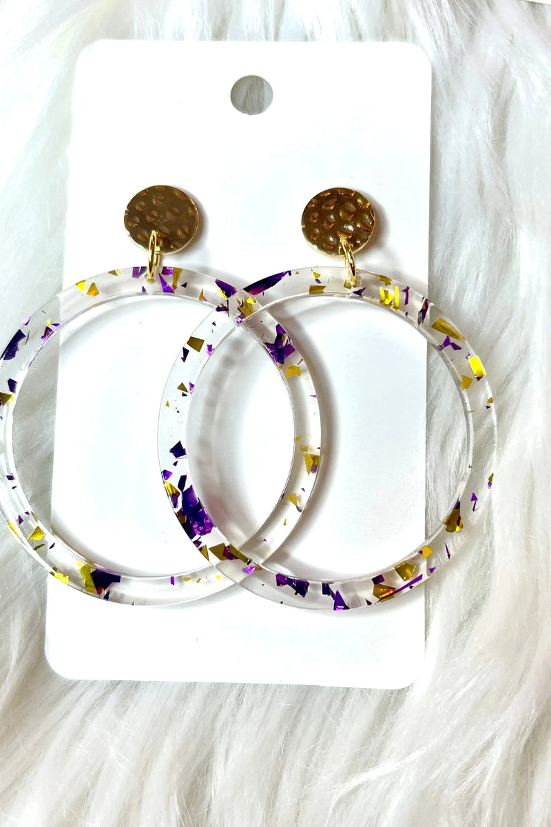 Purple and Gold Confetti Earrings