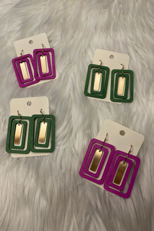 Wooden rectangle earrings