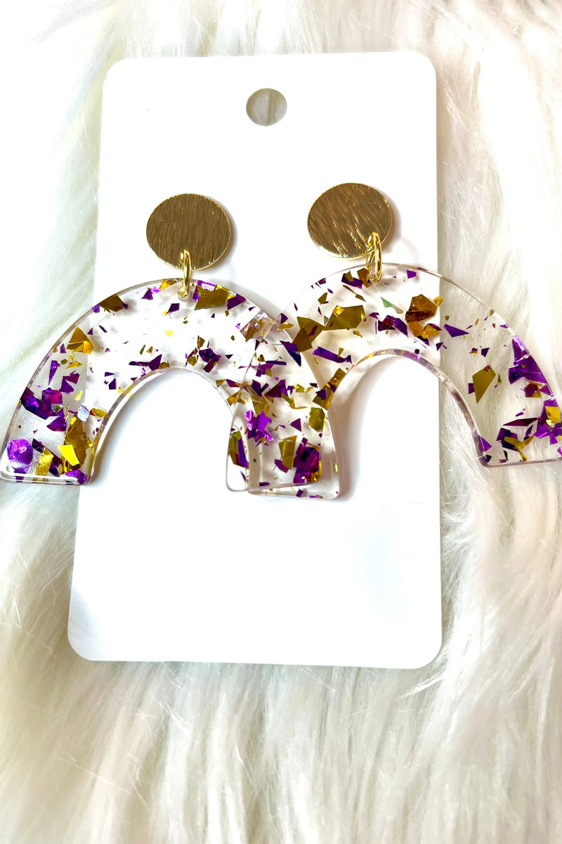 Purple and Gold Confetti Earrings