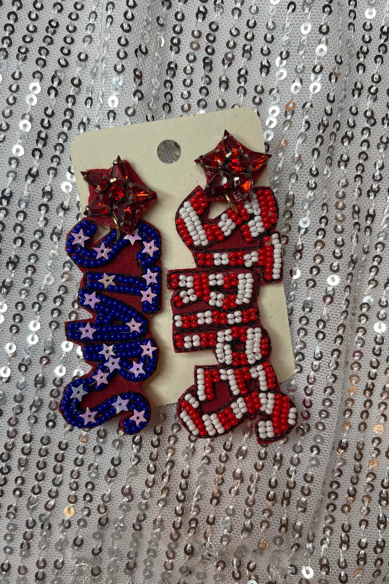 Patriotic Stars and Stripes Earrings
