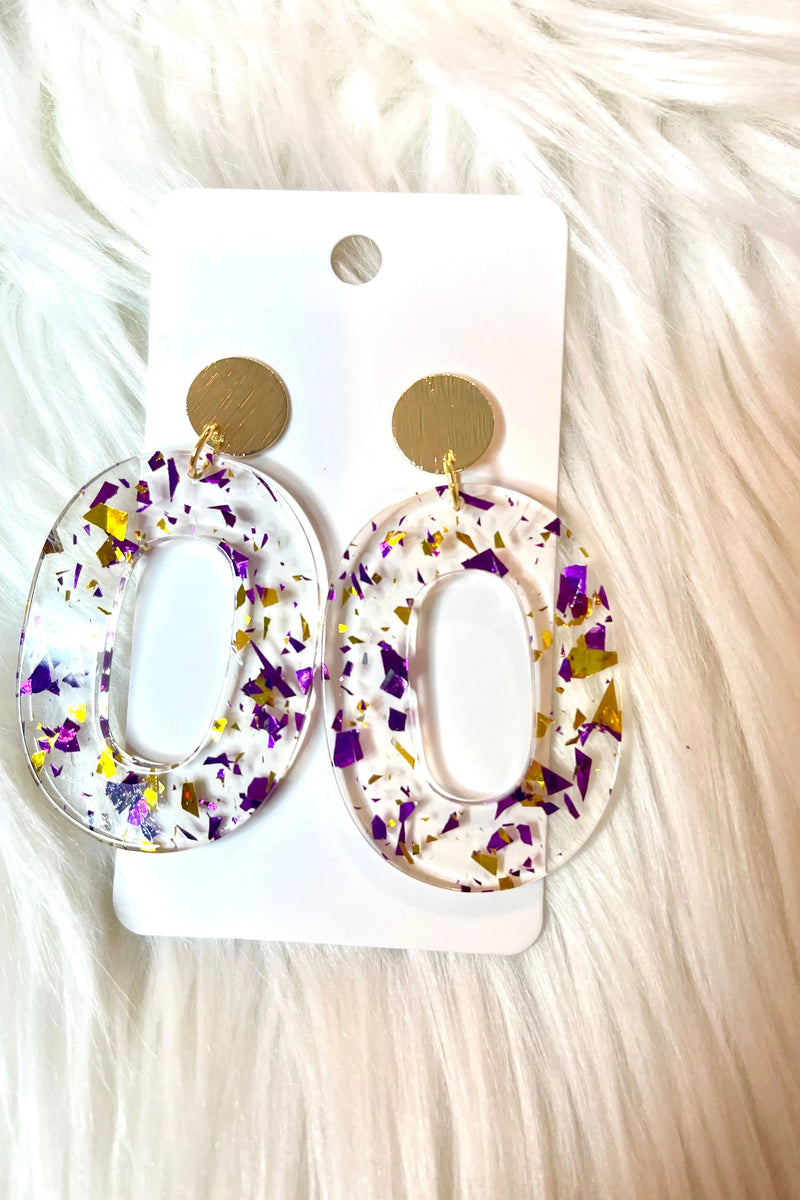 Purple and Gold Confetti Earrings