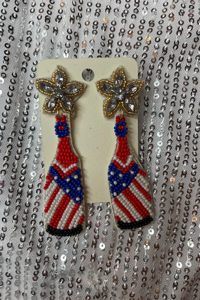 Beaded Patriotic Champagne Bottle