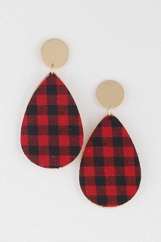 Plaid teardrop earrings
