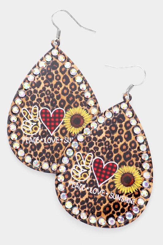 Leopard Peace/Love/Sunshine earrings