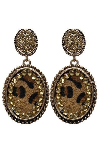 Crystal leopard earrings with rhinestone accents