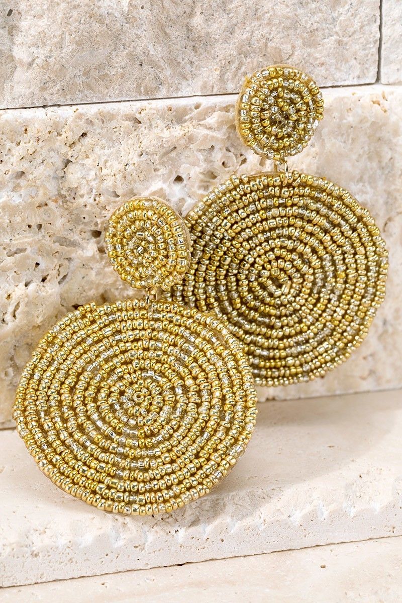 Glass beaded circle drop earrings