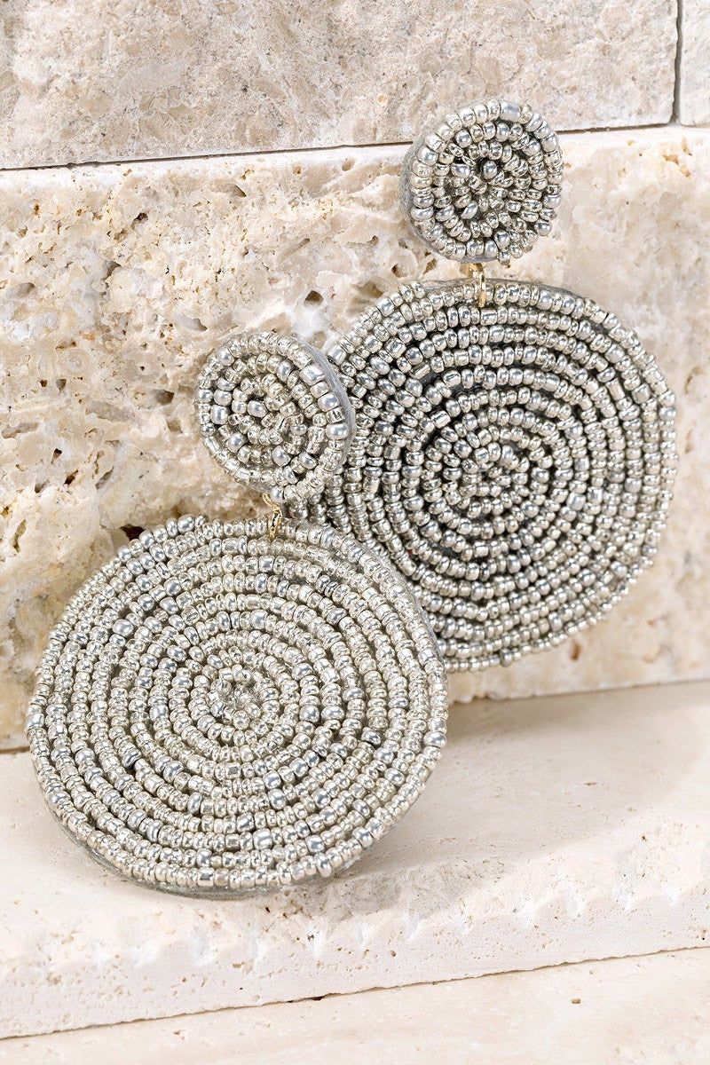 Glass beaded circle drop earrings