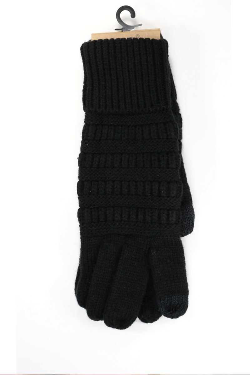 Solid Cable Knit CC Brand Smart Tip Gloves