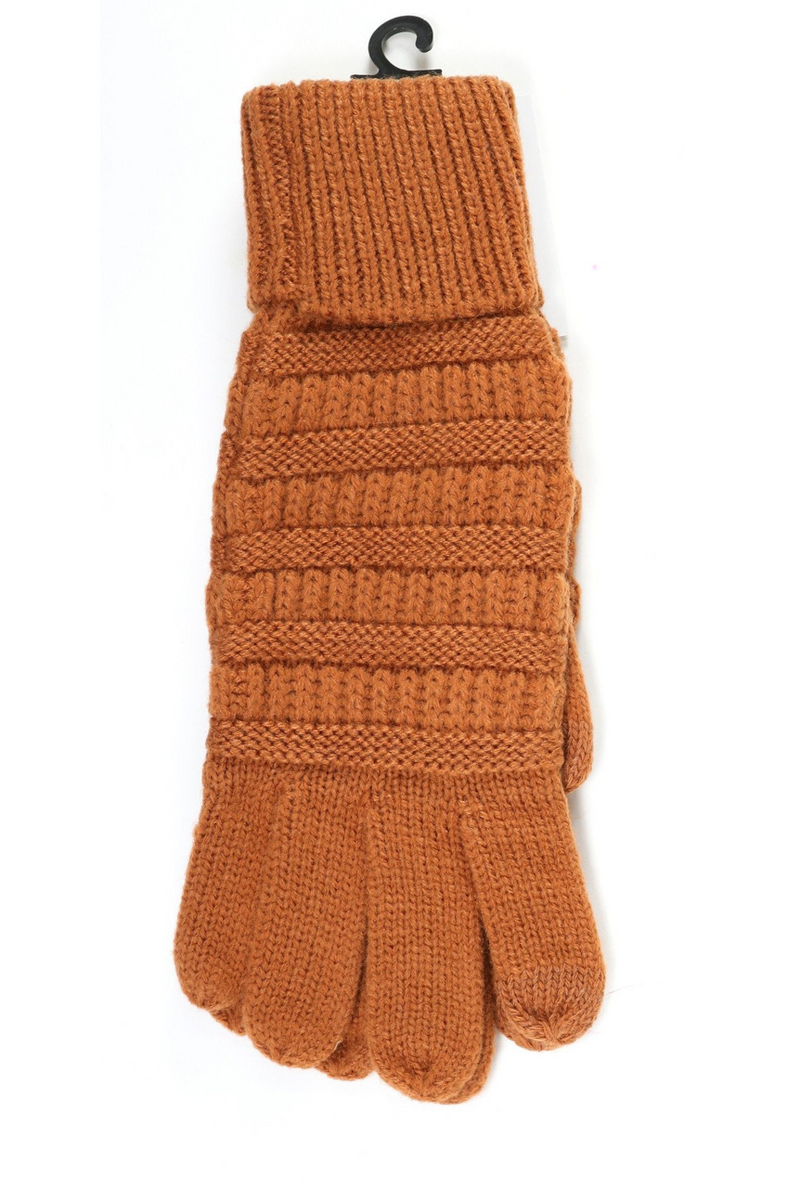 Solid Cable Knit CC Brand Smart Tip Gloves