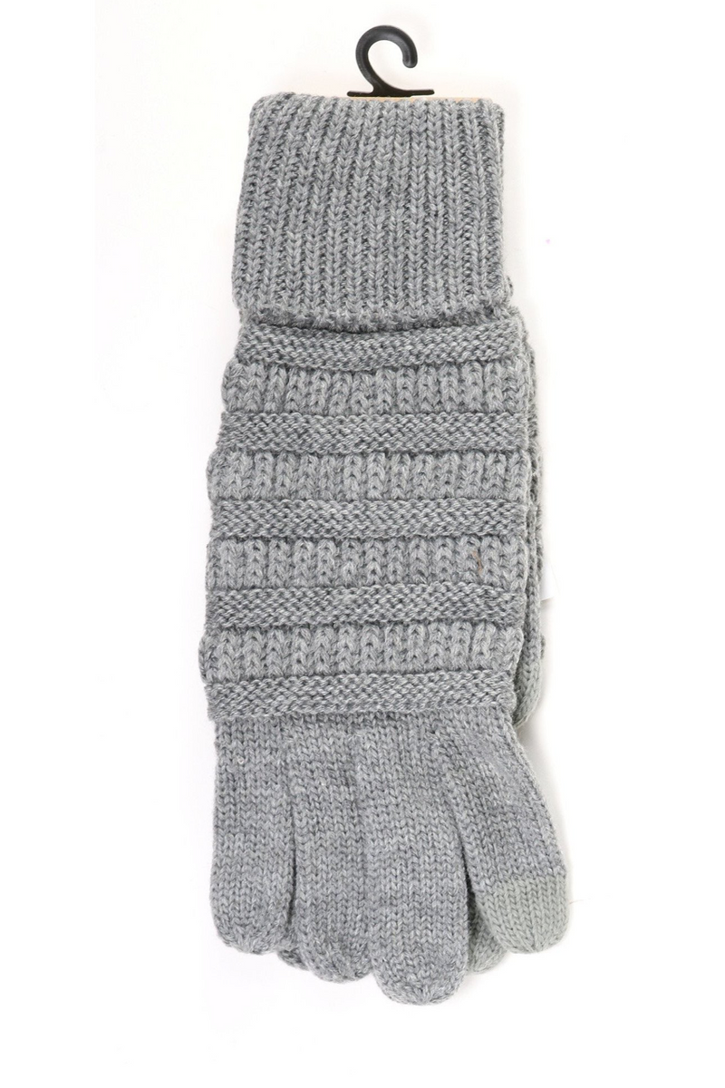 Solid Cable Knit CC Brand Smart Tip Gloves