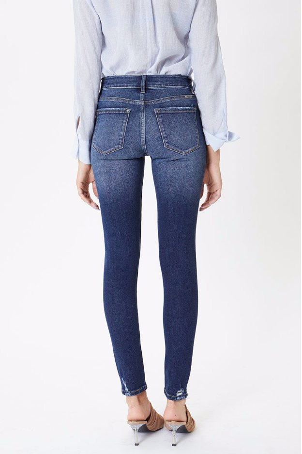 Mid rise distressed skinny jean