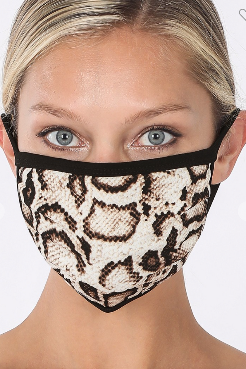 Snake print face mask