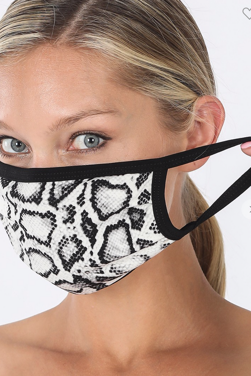 Snake print face mask