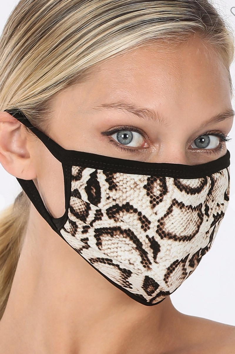 Snake print face mask