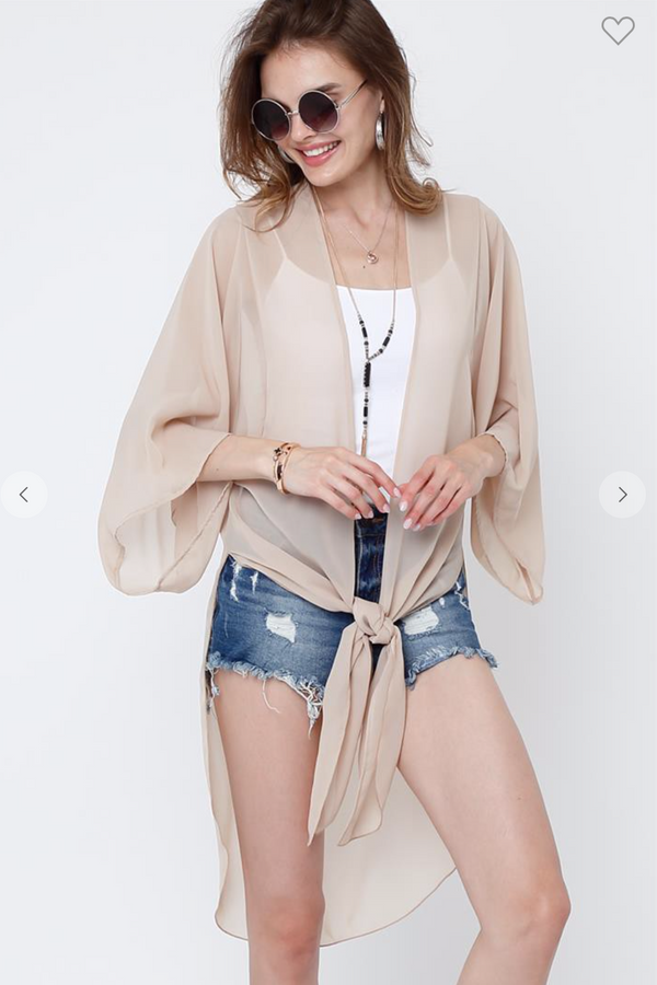 Solid Chiffon Kimono with side slits
