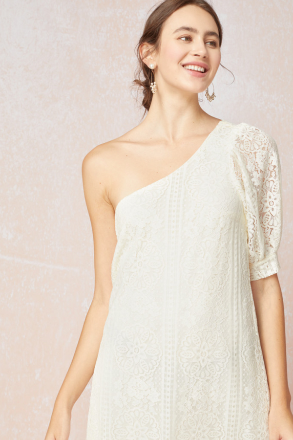 One shoulder lace dress