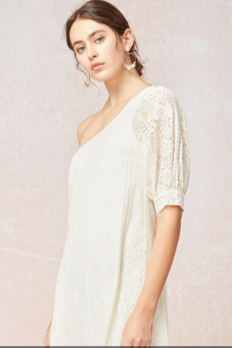 One shoulder lace dress