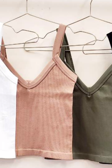 V-neck ribbed crop tank top